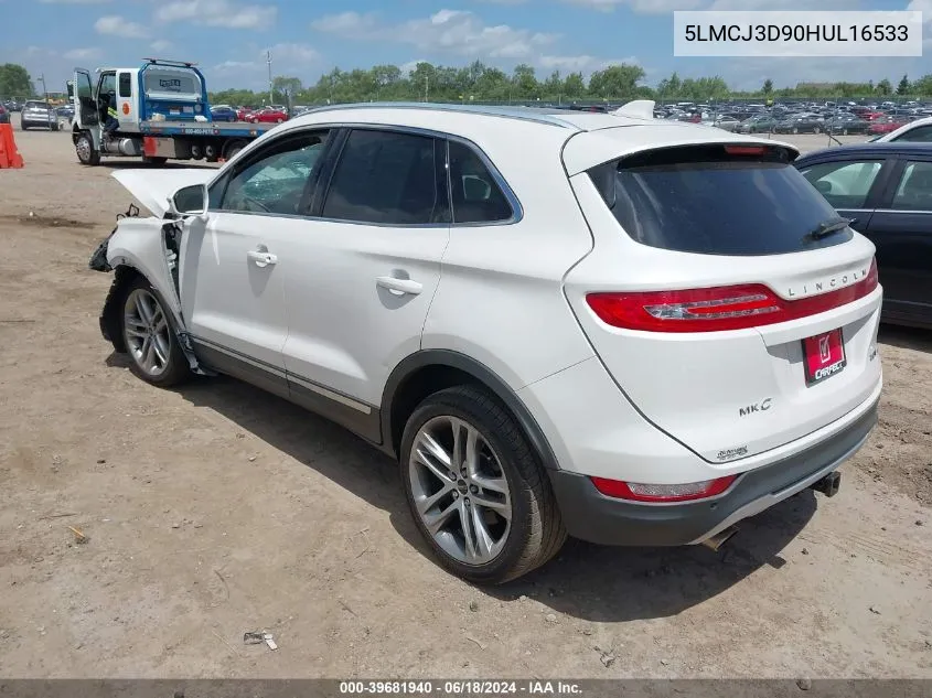 2017 Lincoln Mkc Reserve VIN: 5LMCJ3D90HUL16533 Lot: 39681940