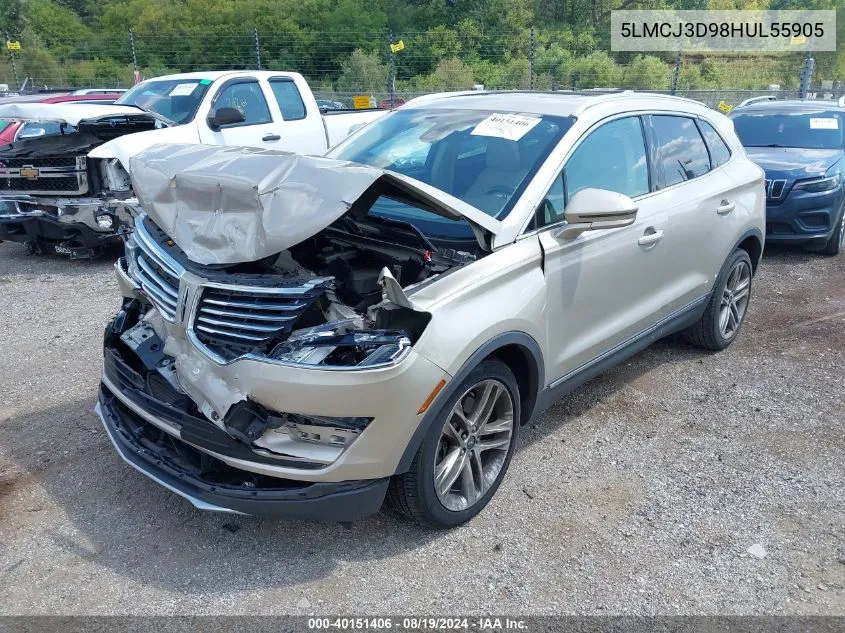 2017 Lincoln Mkc Reserve VIN: 5LMCJ3D98HUL55905 Lot: 40151406