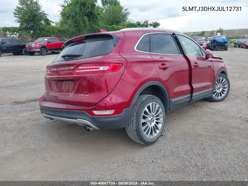 2018 Lincoln Mkc Reserve VIN: 5LMTJ3DHXJUL12731 Lot: 40057724