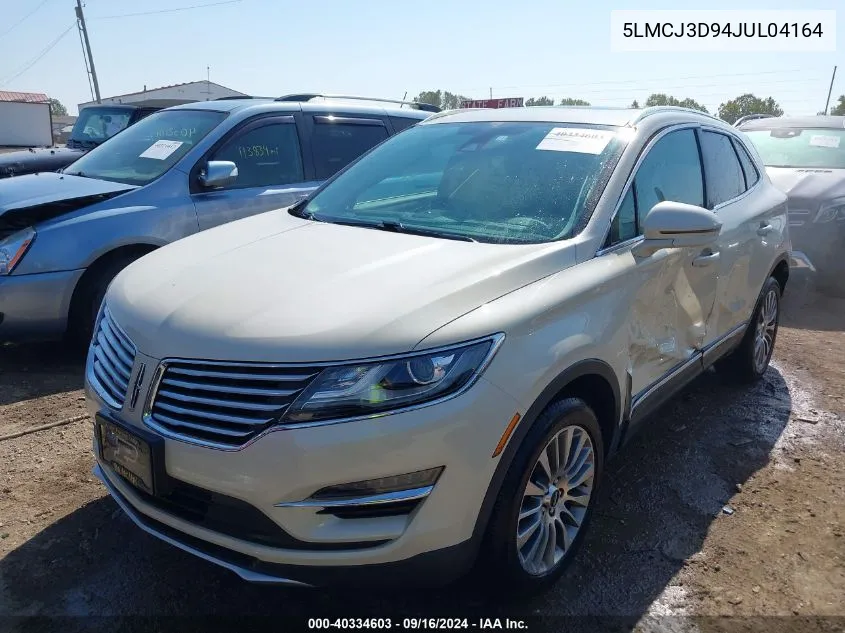 2018 Lincoln Mkc Reserve VIN: 5LMCJ3D94JUL04164 Lot: 40334603