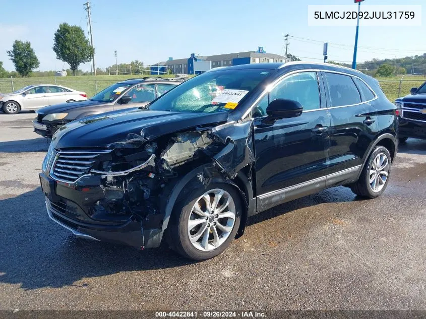 5LMCJ2D92JUL31759 2018 Lincoln Mkc Select