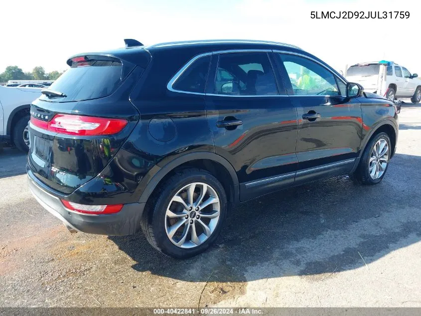 5LMCJ2D92JUL31759 2018 Lincoln Mkc Select