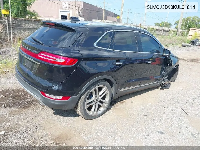 2019 Lincoln Mkc Reserve VIN: 5LMCJ3D90KUL01814 Lot: 40054390