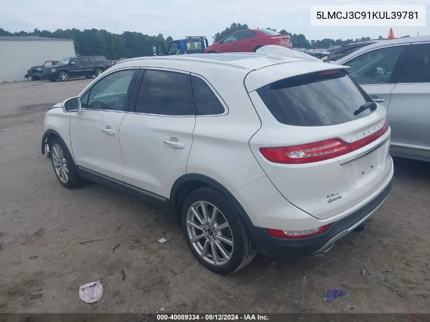 5LMCJ3C91KUL39781 2019 Lincoln Mkc Reserve