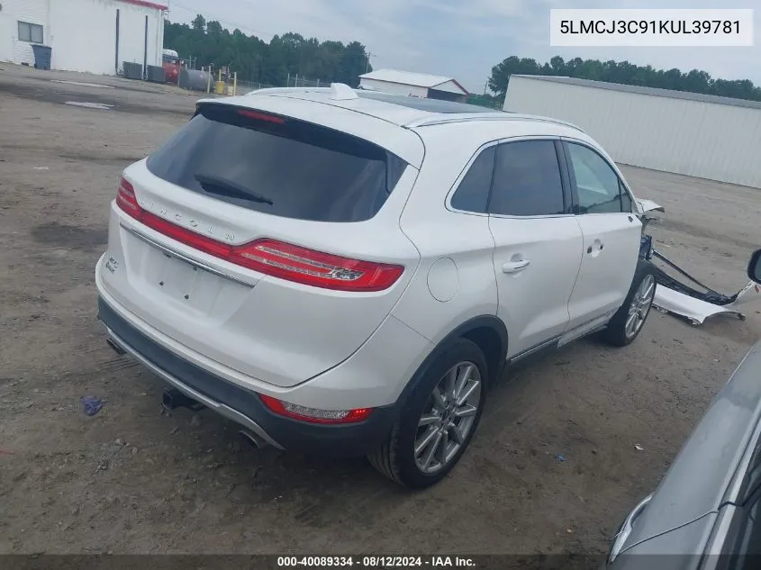 2019 Lincoln Mkc Reserve VIN: 5LMCJ3C91KUL39781 Lot: 40089334