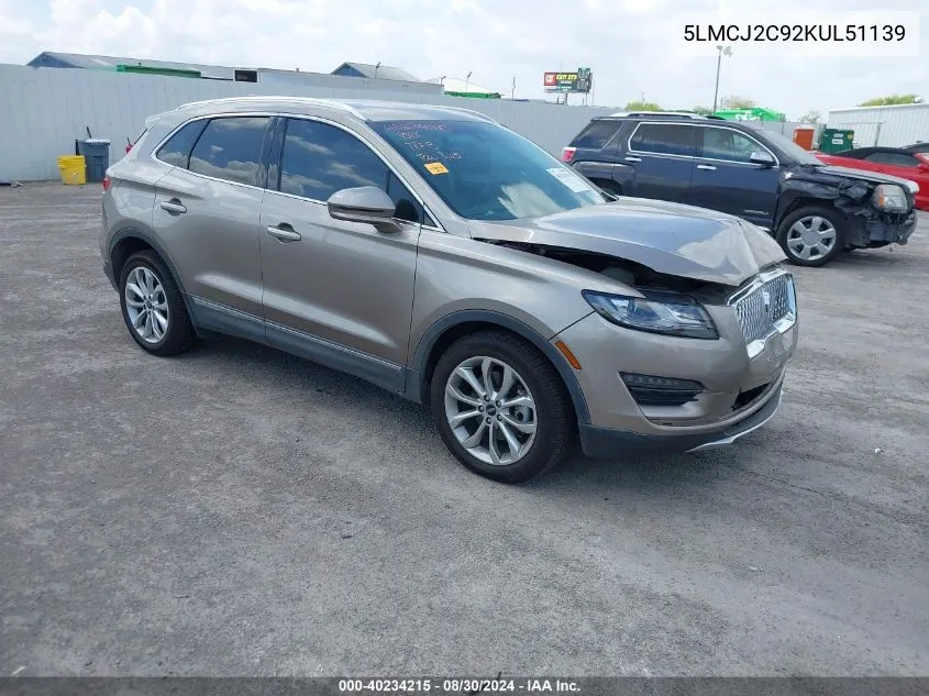 2019 Lincoln Mkc Select VIN: 5LMCJ2C92KUL51139 Lot: 40234215