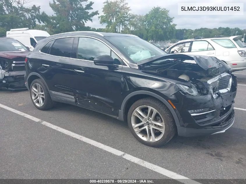 2019 Lincoln Mkc Reserve VIN: 5LMCJ3D93KUL01452 Lot: 40239578