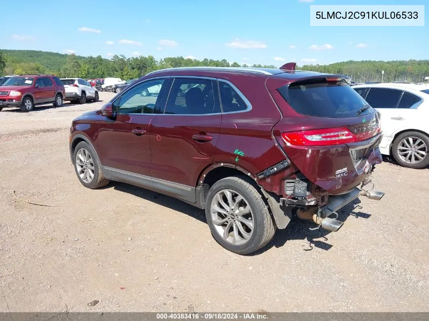 2019 Lincoln Mkc Select VIN: 5LMCJ2C91KUL06533 Lot: 40383416