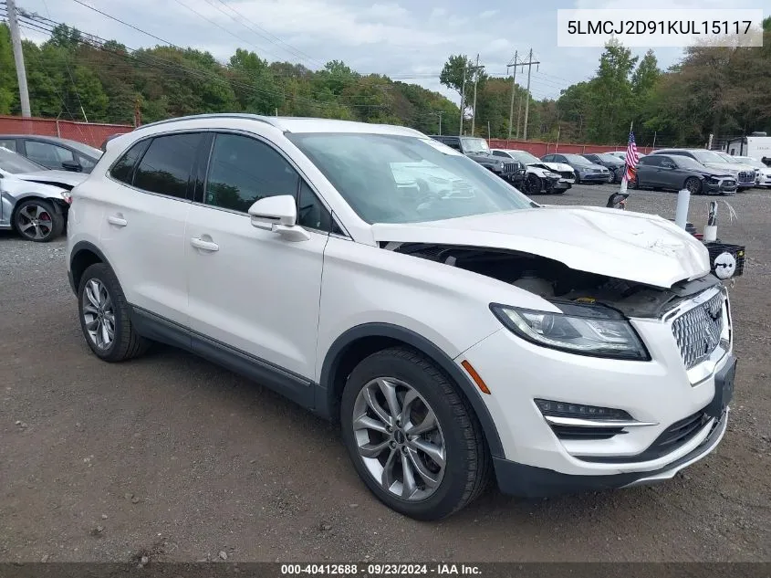 2019 Lincoln Mkc Select VIN: 5LMCJ2D91KUL15117 Lot: 40412688