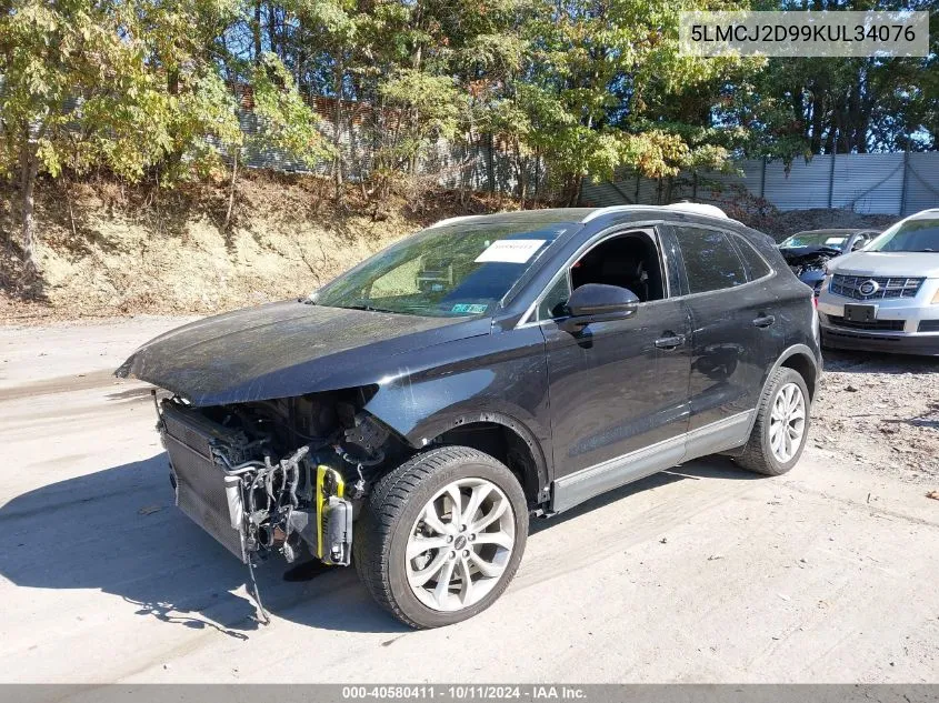 2019 Lincoln Mkc Select VIN: 5LMCJ2D99KUL34076 Lot: 40580411