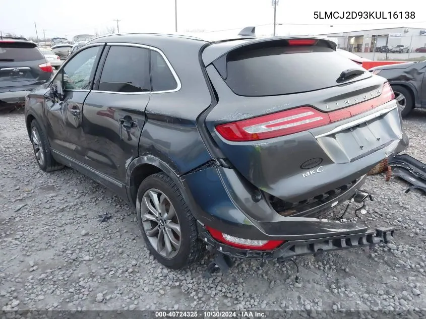 5LMCJ2D93KUL16138 2019 Lincoln Mkc Select