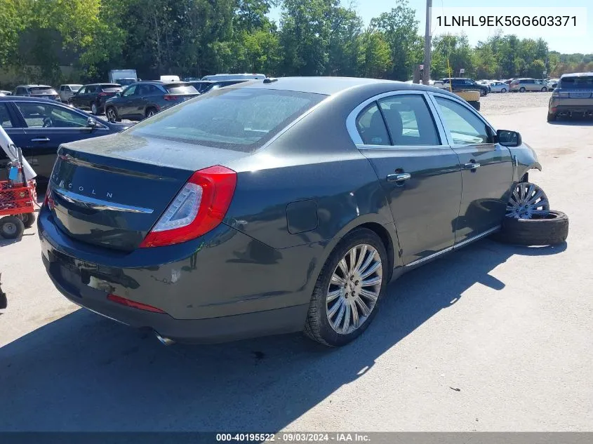 2016 Lincoln Mks VIN: 1LNHL9EK5GG603371 Lot: 40195522