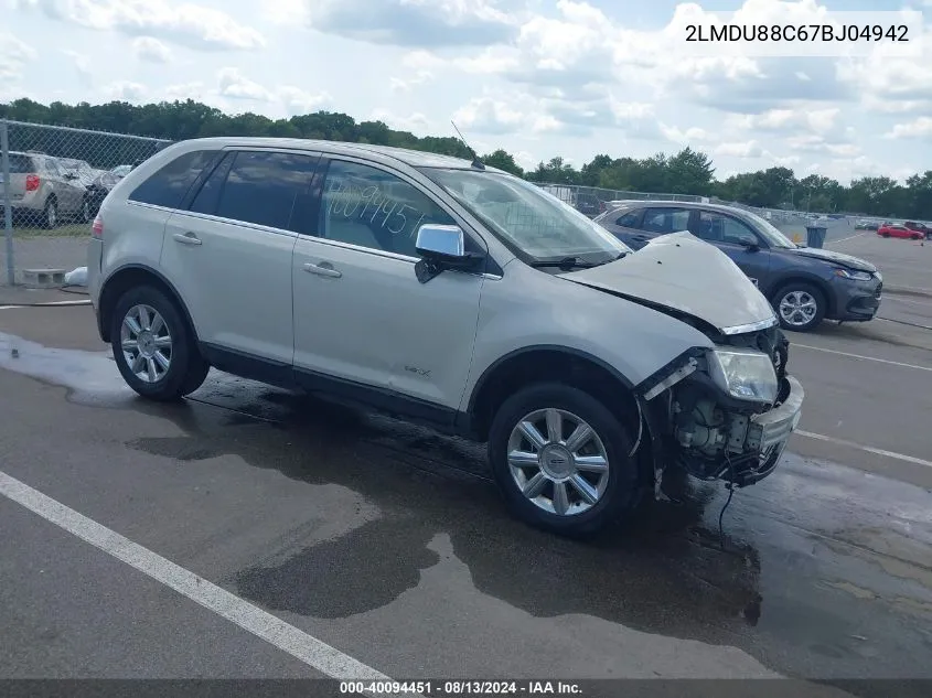 2007 Lincoln Mkx VIN: 2LMDU88C67BJ04942 Lot: 40094451