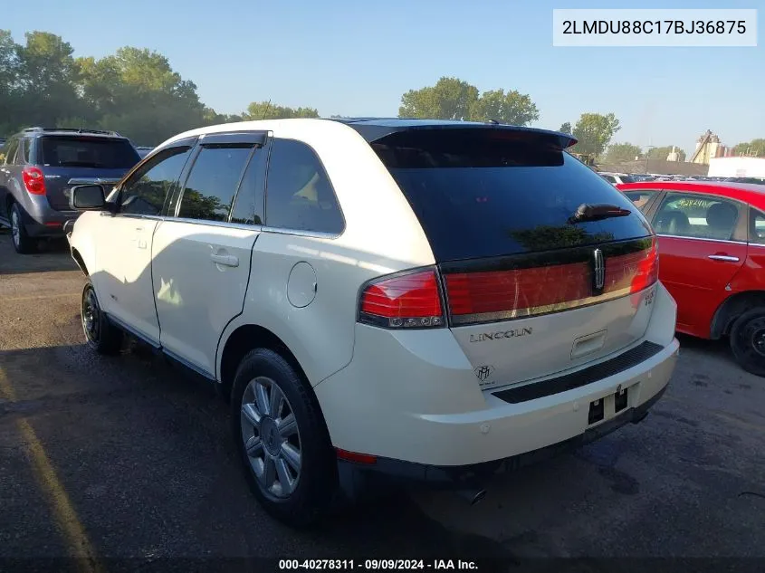 2007 Lincoln Mkx VIN: 2LMDU88C17BJ36875 Lot: 40278311