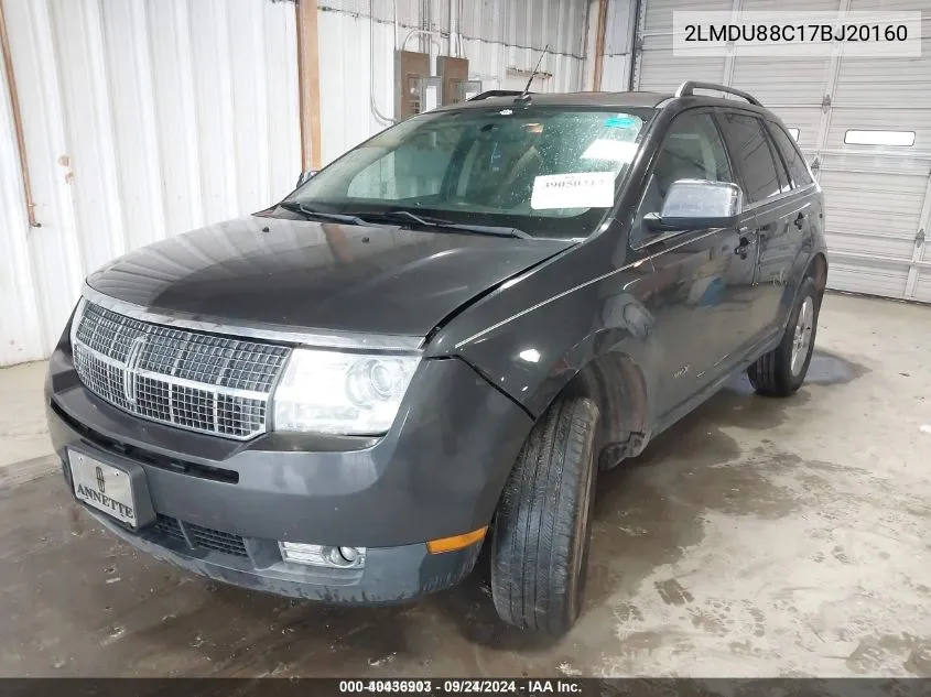 2007 Lincoln Mkx VIN: 2LMDU88C17BJ20160 Lot: 40436903