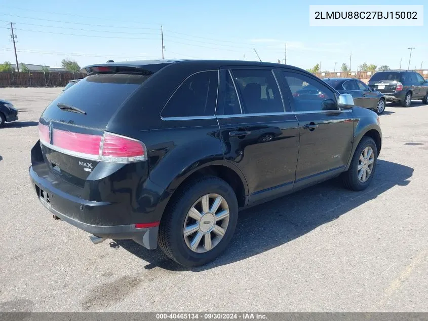 2007 Lincoln Mkx VIN: 2LMDU88C27BJ15002 Lot: 40465134