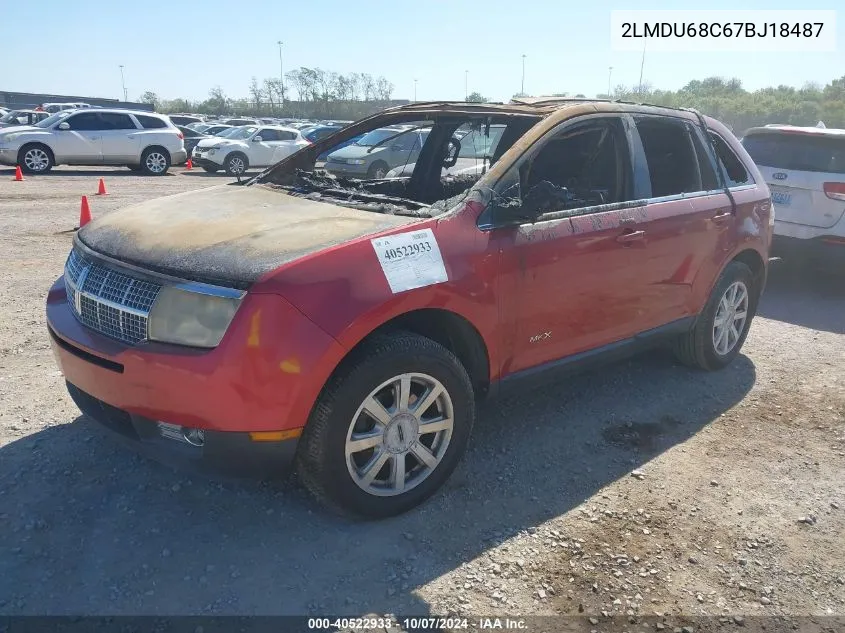 2007 Lincoln Mkx VIN: 2LMDU68C67BJ18487 Lot: 40522933