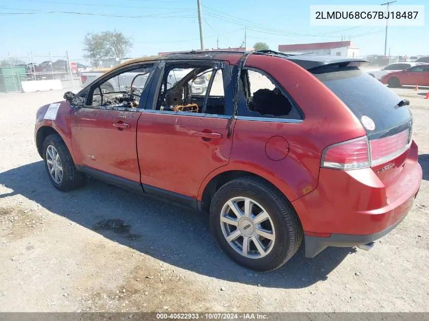 2007 Lincoln Mkx VIN: 2LMDU68C67BJ18487 Lot: 40522933