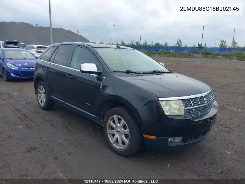 2008 Lincoln Mkx VIN: 2LMDU88C18BJ02145 Lot: 12118417