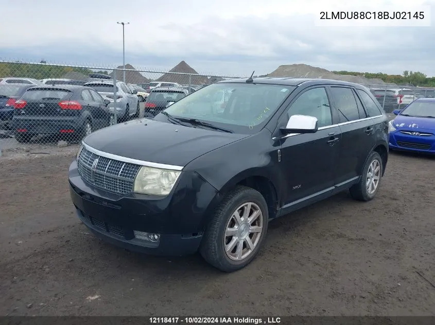 2008 Lincoln Mkx VIN: 2LMDU88C18BJ02145 Lot: 12118417