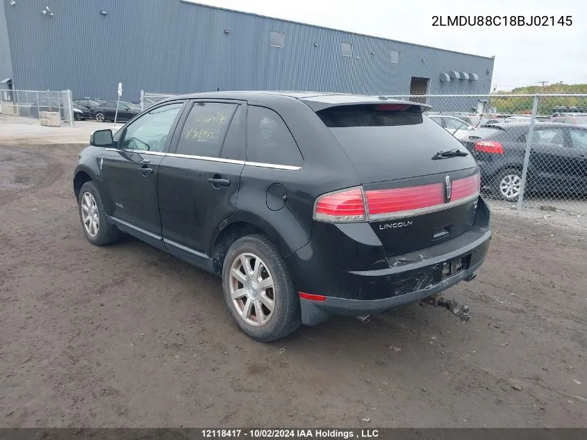 2008 Lincoln Mkx VIN: 2LMDU88C18BJ02145 Lot: 12118417