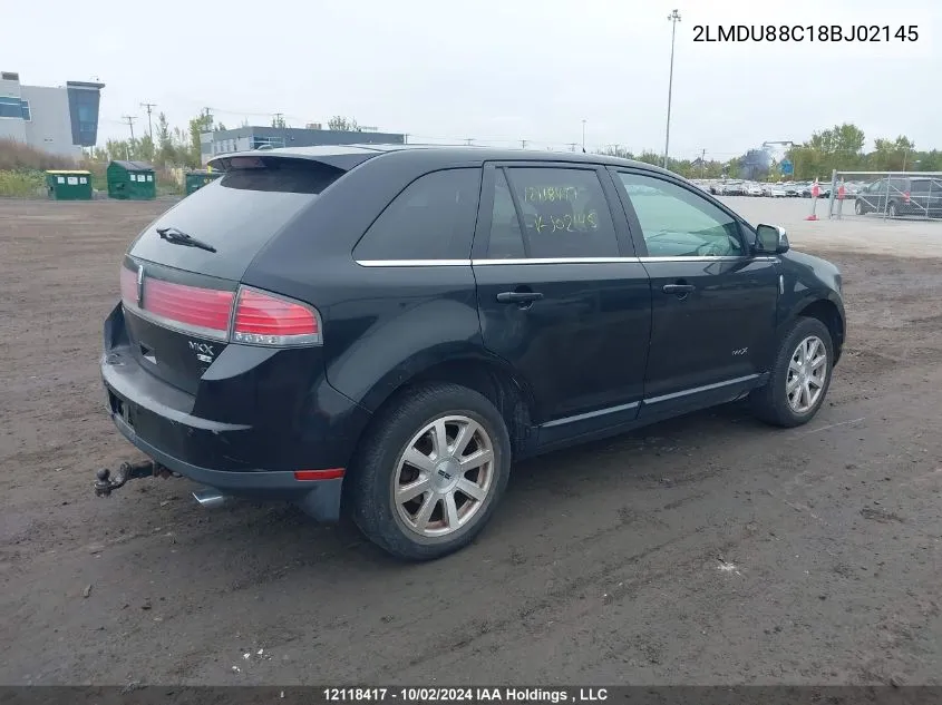 2008 Lincoln Mkx VIN: 2LMDU88C18BJ02145 Lot: 12118417