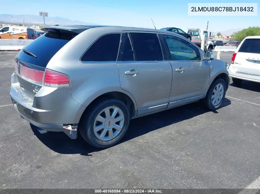 2008 Lincoln Mkx VIN: 2LMDU88C78BJ18432 Lot: 40165594