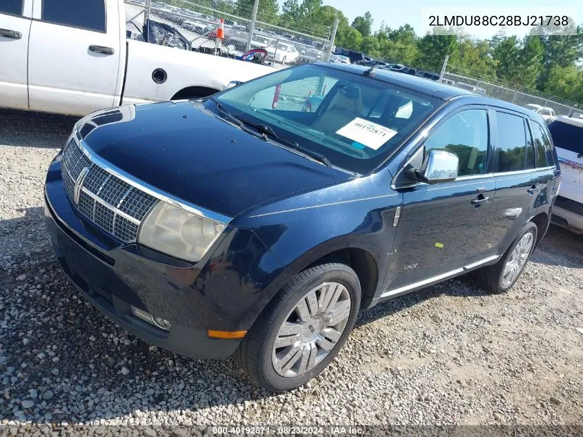 2008 Lincoln Mkx VIN: 2LMDU88C28BJ21738 Lot: 40192871