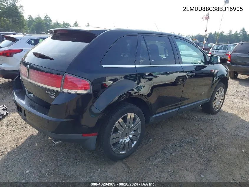 2008 Lincoln Mkx VIN: 2LMDU88C38BJ16905 Lot: 40204989