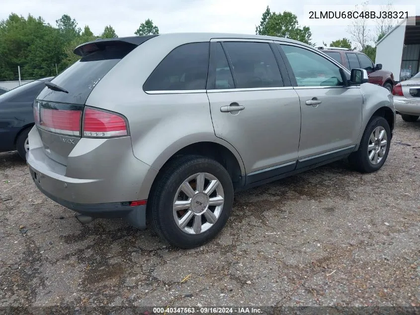 2008 Lincoln Mkx VIN: 2LMDU68C48BJ38321 Lot: 40347563