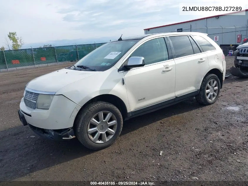 2008 Lincoln Mkx VIN: 2LMDU88C78BJ27289 Lot: 40435185