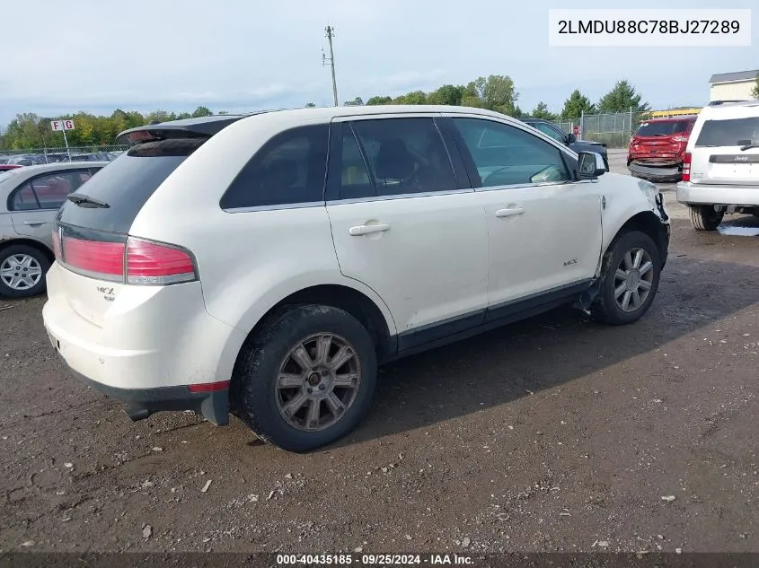 2008 Lincoln Mkx VIN: 2LMDU88C78BJ27289 Lot: 40435185