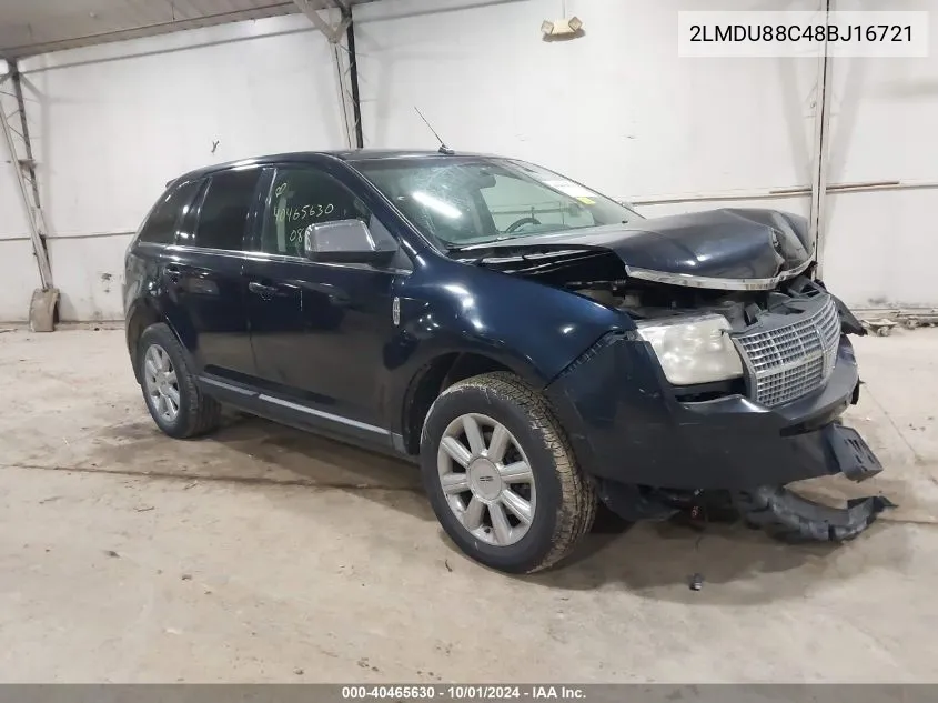 2008 Lincoln Mkx VIN: 2LMDU88C48BJ16721 Lot: 40465630