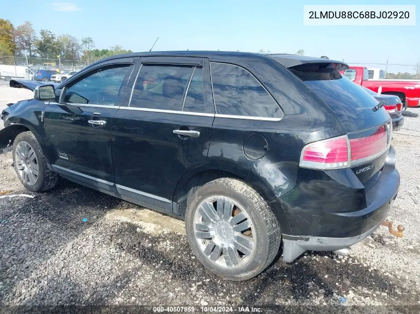 2008 Lincoln Mkx VIN: 2LMDU88C68BJ02920 Lot: 40507859