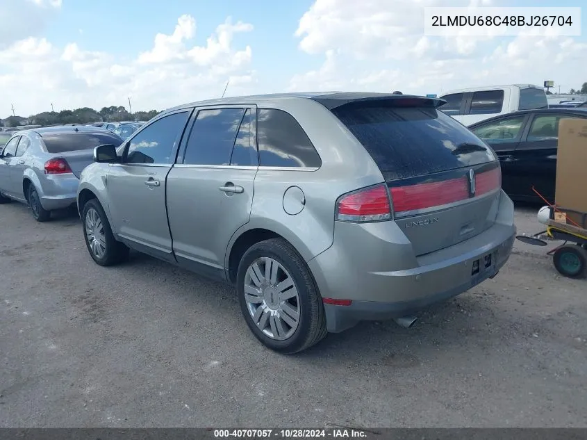 2008 Lincoln Mkx VIN: 2LMDU68C48BJ26704 Lot: 40707057