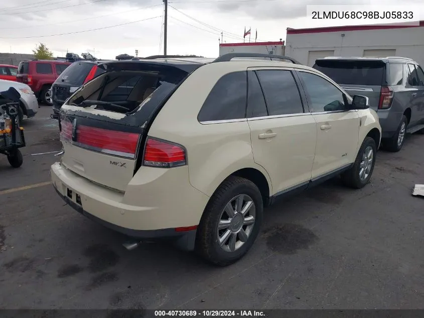 2008 Lincoln Mkx VIN: 2LMDU68C98BJ05833 Lot: 40730689