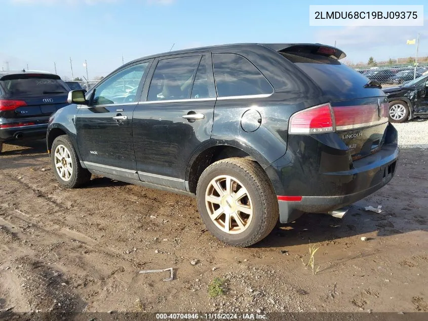 2009 Lincoln Mkx VIN: 2LMDU68C19BJ09375 Lot: 40704946