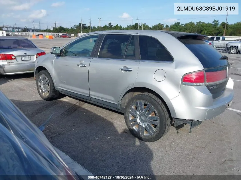 2009 Lincoln Mkx VIN: 2LMDU68C89BJ01919 Lot: 40742127