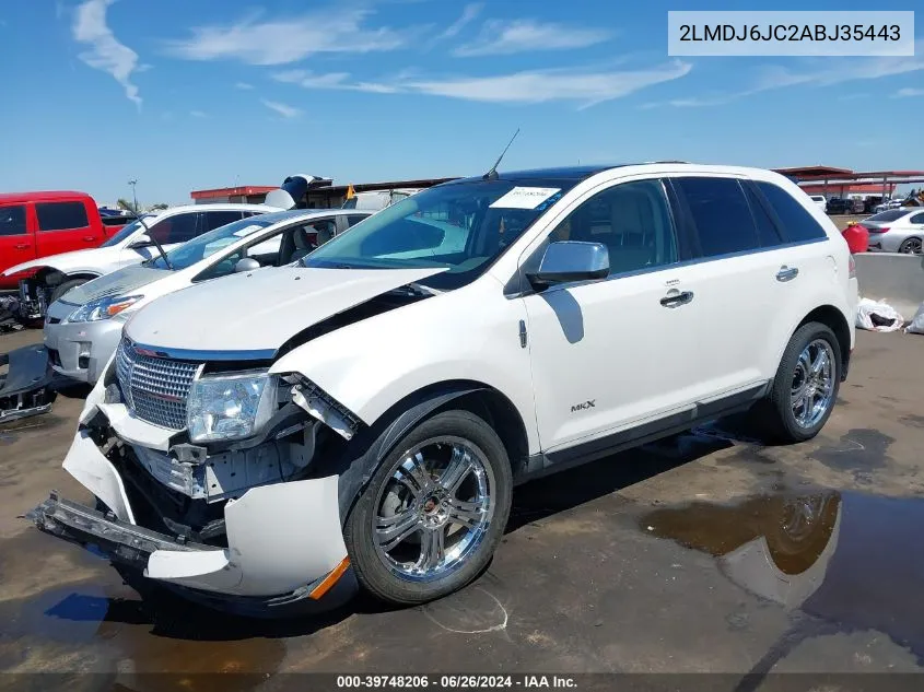 2010 Lincoln Mkx VIN: 2LMDJ6JC2ABJ35443 Lot: 39748206