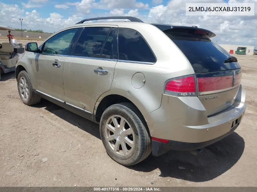 2010 Lincoln Mkx VIN: 2LMDJ6JCXABJ31219 Lot: 40177316