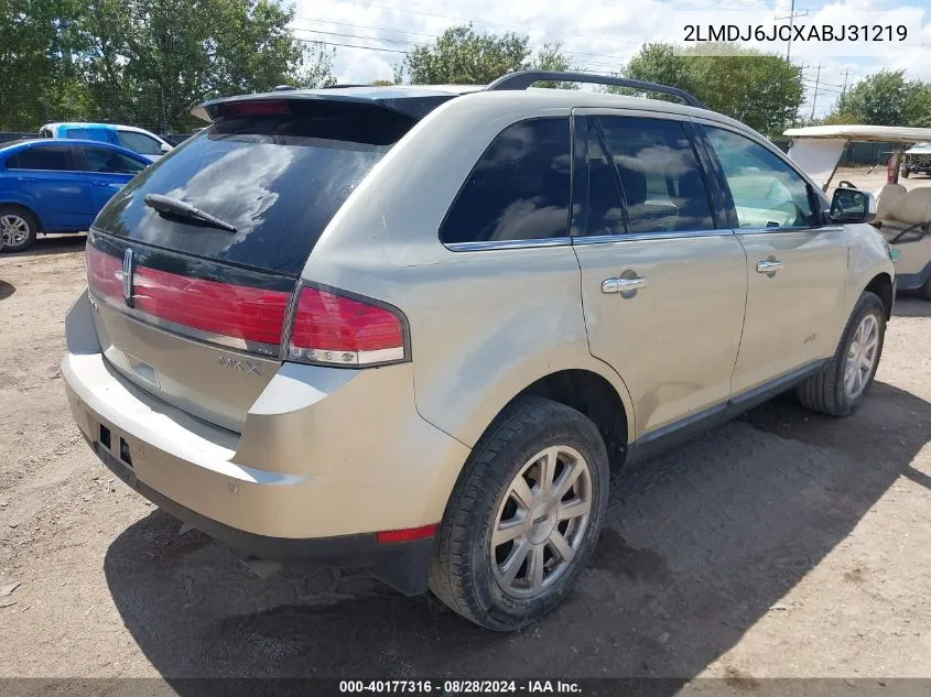 2010 Lincoln Mkx VIN: 2LMDJ6JCXABJ31219 Lot: 40177316