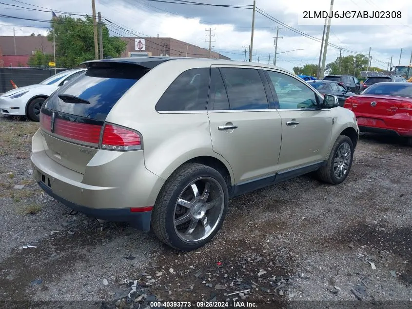 2010 Lincoln Mkx VIN: 2LMDJ6JC7ABJ02308 Lot: 40393773