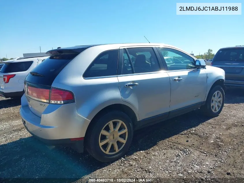 2010 Lincoln Mkx VIN: 2LMDJ6JC1ABJ11988 Lot: 40483718