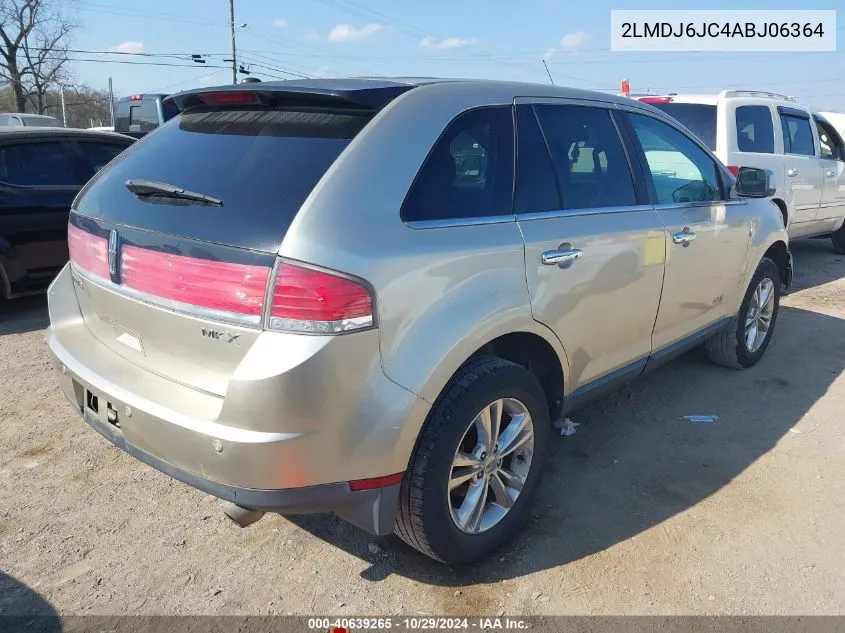 2010 Lincoln Mkx VIN: 2LMDJ6JC4ABJ06364 Lot: 40639265