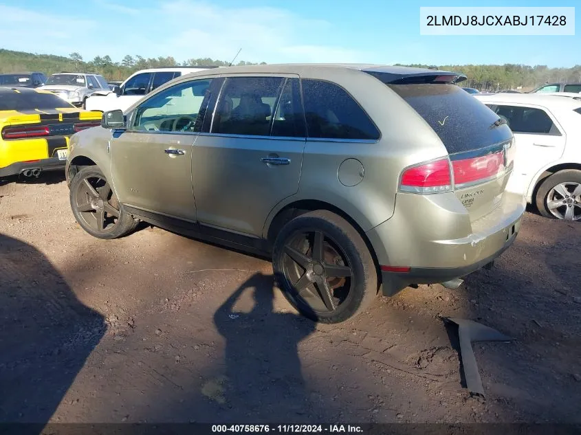 2010 Lincoln Mkx VIN: 2LMDJ8JCXABJ17428 Lot: 40758676