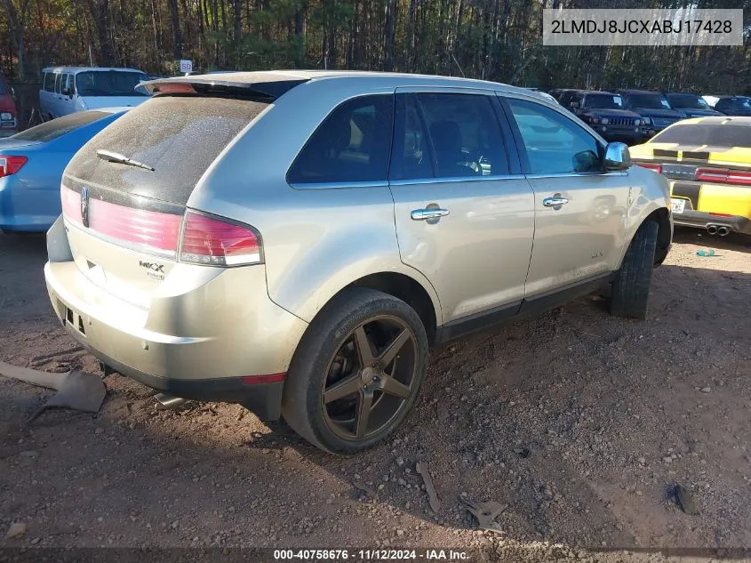 2010 Lincoln Mkx VIN: 2LMDJ8JCXABJ17428 Lot: 40758676