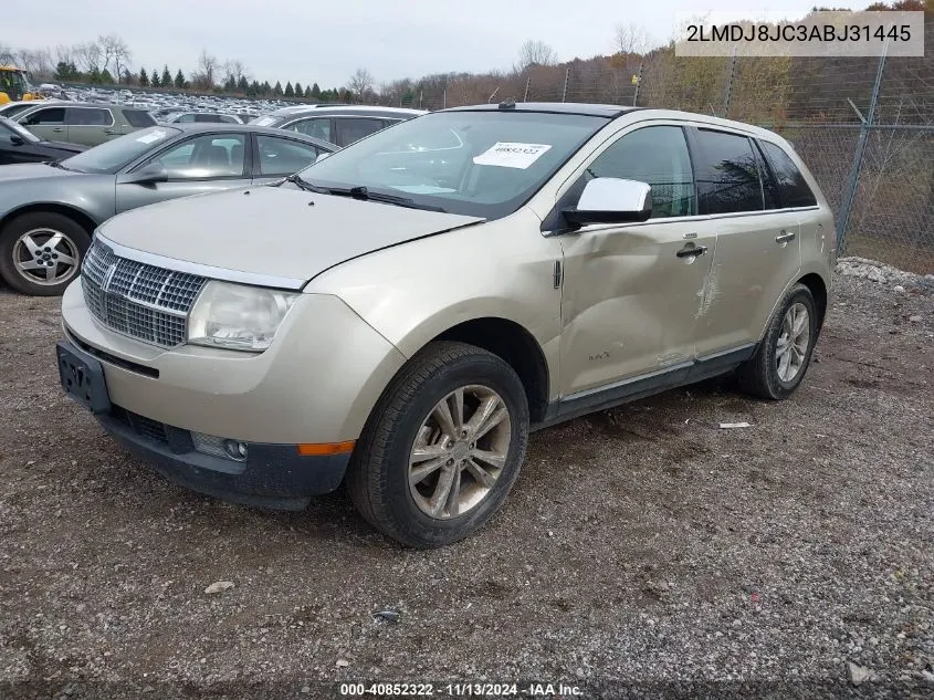 2010 Lincoln Mkx VIN: 2LMDJ8JC3ABJ31445 Lot: 40852322