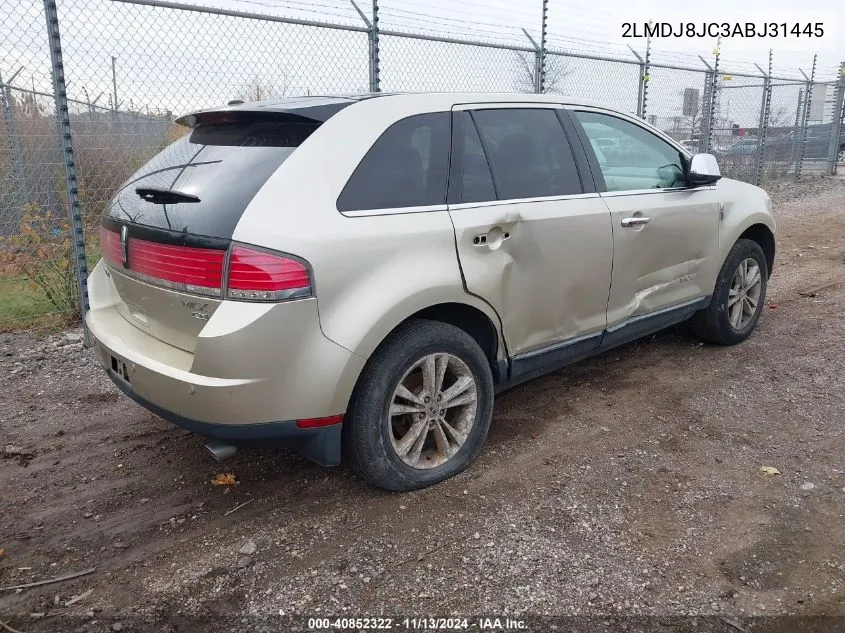 2010 Lincoln Mkx VIN: 2LMDJ8JC3ABJ31445 Lot: 40852322