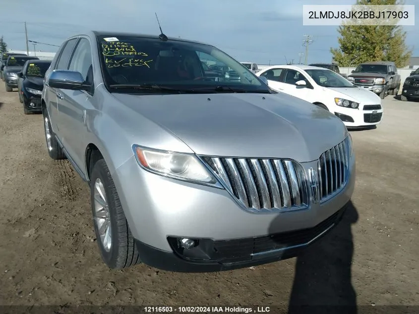 2011 Lincoln Mkx VIN: 2LMDJ8JK2BBJ17903 Lot: 12116503