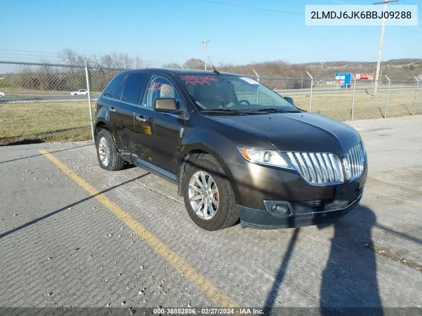 2011 Lincoln Mkx VIN: 2LMDJ6JK6BBJ09288 Lot: 38852806